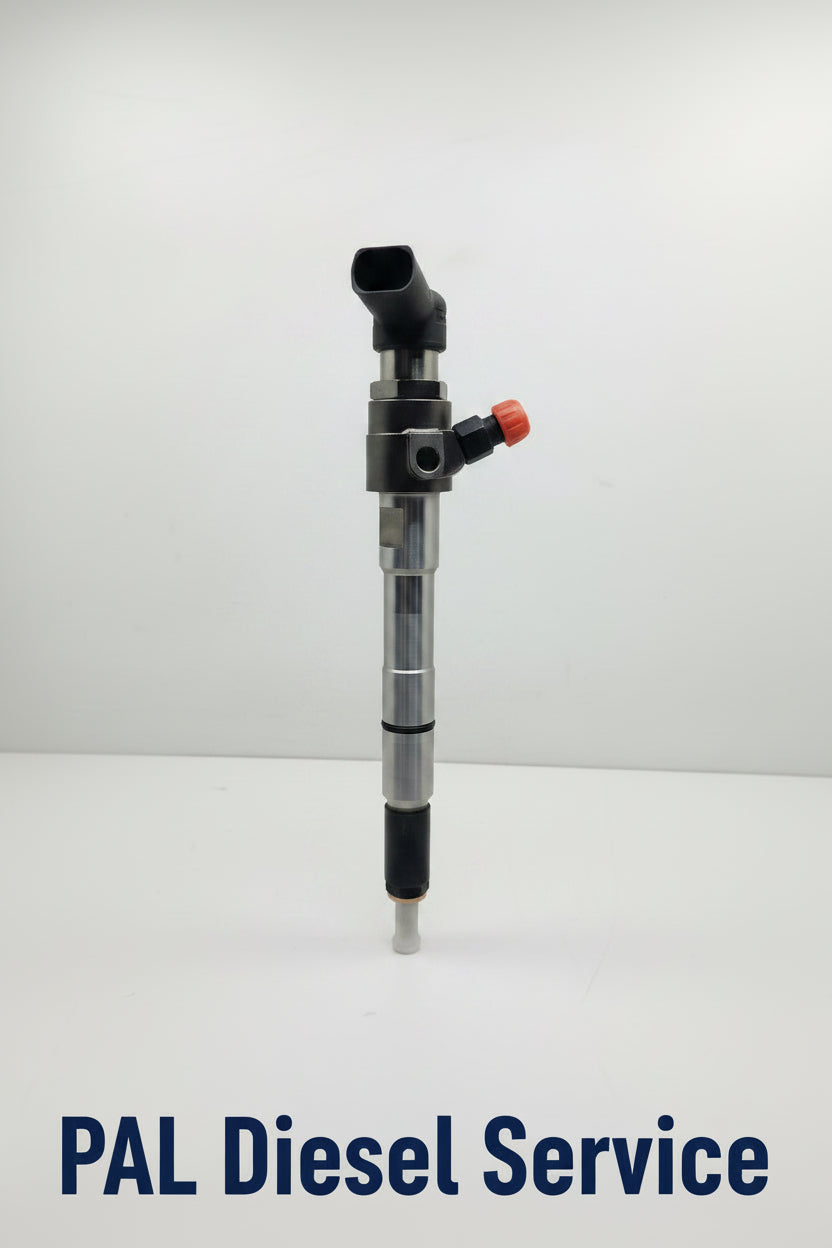 Fuel injector on a white background with PAL Diesel Service branding.